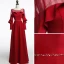 Modern / Fashion Burgundy See-through Evening Dresses  2018 A-Line / Princess Scoop Neck Long Sleeve Beading Sash Floor-Length / Long Ruffle Backless Formal Dresses