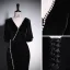 Sexy Black Solid Color Rhinestone Velvet Evening Dresses 2023 Trumpet / Mermaid V-Neck Short Sleeve Backless Floor-Length / Long Evening Party Formal Dresses