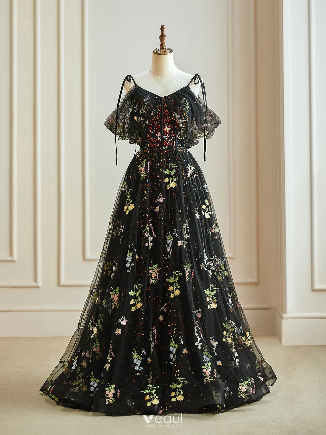 Off Shoulder Black Satin Short Sleeve Evening Gown With Flowers And Beading  Elegant Formal Gown For African Women From Werbowy, $110.21 | DHgate.Com