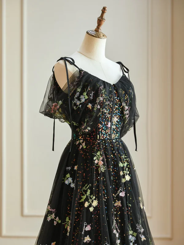 black embroidered formal dress Fitted Embroidered Slit Gown by Poly USA 9134 – ABC Fashion
