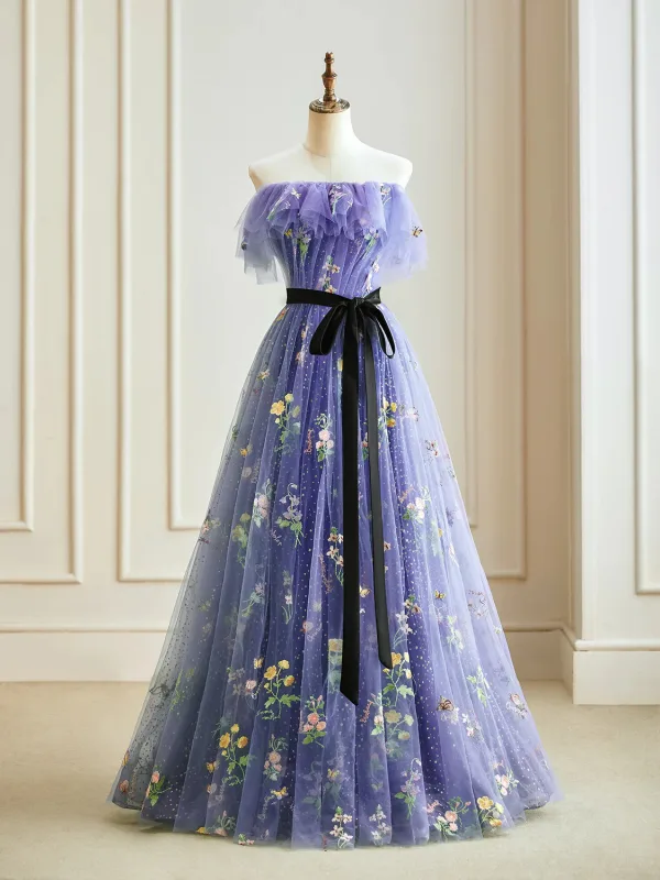 strapless open back dress Light Purple Sweetheart Tulle Ball Gown Princess New Style Formal Dres –  Cutedressy