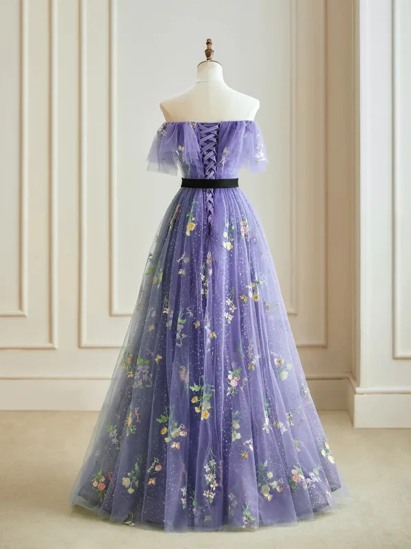 purple fairy prom dress WEDTREND Women Light Purple Prom Dress Mermaid Sweetheart Lace Corset Long Evening  Dress with Slit