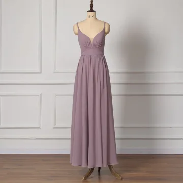 Modest Simple Lavender Bridesmaid Dresses 2022 A Line Princess Spaghetti Straps Sleeveless Backless Floor Length Long Bridesmaid