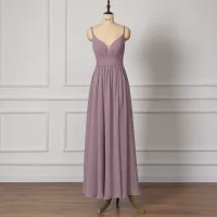 Simple Lavande Robe Demoiselle D'honneur 2022 Princesse Bretelles Spaghetti Sans Manches Dos Nu Longue Demoiselle D'honneur