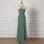 Modest / Simple Green Bridesmaid Dresses 2022 Trumpet / Mermaid Halter Sleeveless Backless Floor-Length / Long Bridesmaid
