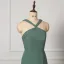 Modest / Simple Green Bridesmaid Dresses 2022 Trumpet / Mermaid Halter Sleeveless Backless Floor-Length / Long Bridesmaid