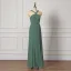 Modest / Simple Green Bridesmaid Dresses 2022 Trumpet / Mermaid Halter Sleeveless Backless Floor-Length / Long Bridesmaid