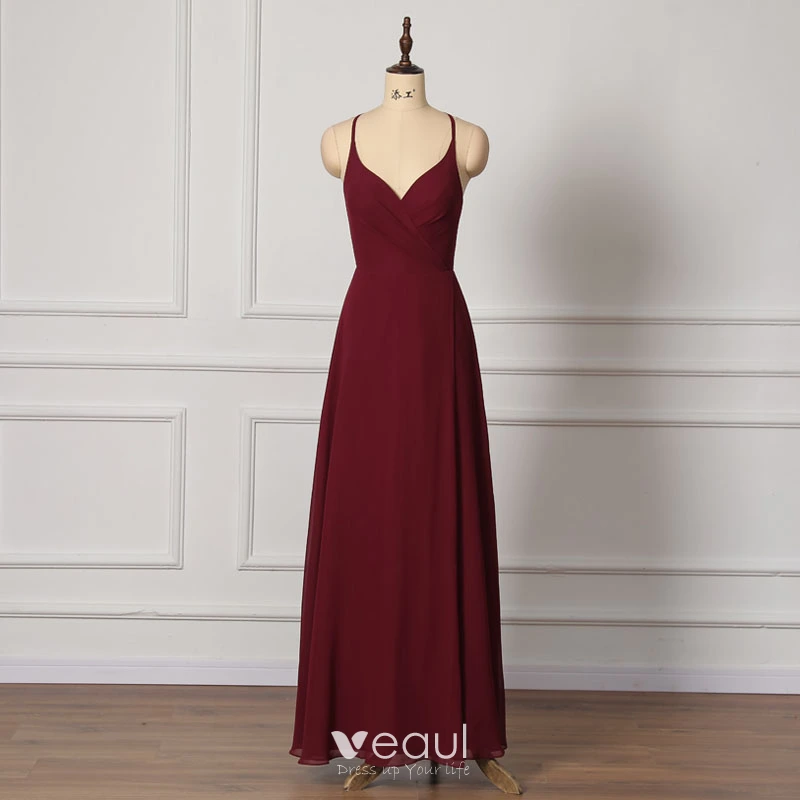 Burgundy bridesmaid hot sale dresses modest