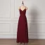 Modest / Simple Burgundy Bridesmaid Dresses 2022 A-Line / Princess Spaghetti Straps Sleeveless Backless Floor-Length / Long Prom Bridesmaid Dresses