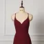 Modest / Simple Burgundy Bridesmaid Dresses 2022 A-Line / Princess Spaghetti Straps Sleeveless Backless Floor-Length / Long Prom Bridesmaid Dresses