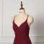 Modest / Simple Burgundy Bridesmaid Dresses 2022 A-Line / Princess Spaghetti Straps Sleeveless Backless Floor-Length / Long Prom Bridesmaid Dresses