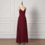 Modest / Simple Burgundy Bridesmaid Dresses 2022 A-Line / Princess Spaghetti Straps Sleeveless Backless Floor-Length / Long Prom Bridesmaid Dresses