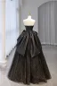 Charming Black Sequins Prom Dresses A-Line / Princess 2024 Strapless Sleeveless Backless Floor-Length / Long Prom Formal Dresses