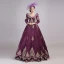 Vintage / Retro Medieval Burgundy Ball Gown Prom Dresses 2021 V-Neck Zipper Up Long Sleeve Floor-Length / Long Embroidered Tassel Cosplay Prom Formal Dresses