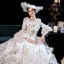 Vintage / Retro Cosplay White Ball Gown Evening Dresses 2021 Winter Crossed Straps Floor-Length / Long Lace Satin U-Neck Long Sleeve Prom Dresses Dancing Prom Formal Dresses Prom Dresses
