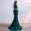 Classic 2017 Clover Green Evening Dresses  Spaghetti Straps Striped Backless Trumpet / Mermaid Party Dresses