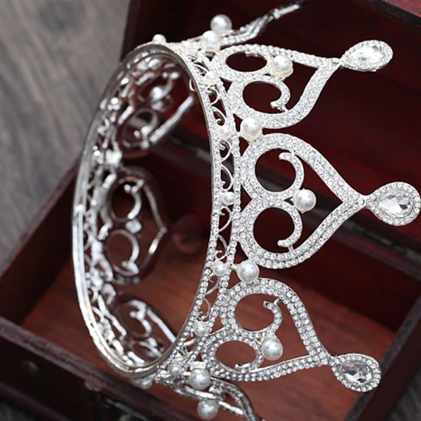 Chic / Beautiful Silver Bridal Jewelry 2017 Metal Beading Crystal Pearl Rhinestone Headpieces Wedding Prom Accessories