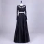 2 Piece Black Prom Dresses 2017 Scoop Neck A-Line / Princess Long Sleeve Appliques Lace Satin Formal Dresses