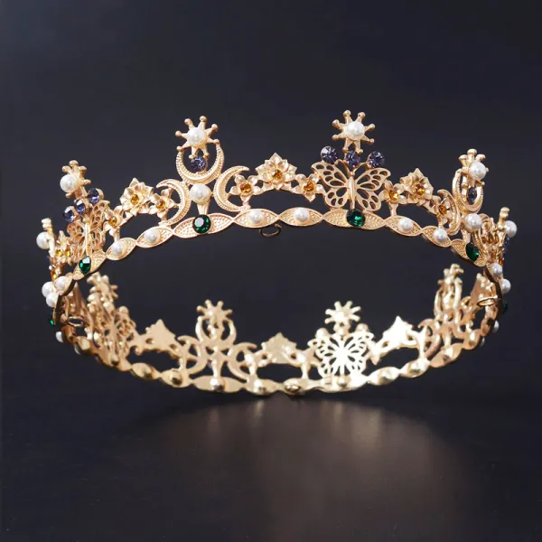 Amazing / Unique Gold Bridal Jewelry 2017 Metal Beading Crystal Rhinestone Headpieces Evening Party Prom Accessories