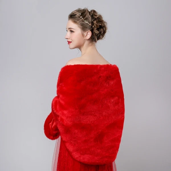 Rouge Fausse Fourrure Châles Mariage Soirée Promo 2017