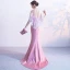 Chic / Beautiful Blushing Pink Evening Dresses  2017 Trumpet / Mermaid U-Neck Charmeuse Appliques Backless Evening Party Formal Dresses
