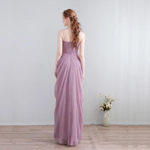 Simple Lilas Robe De Soirée 2018 Chiffon V-Cou Soirée Robe De Ceremonie