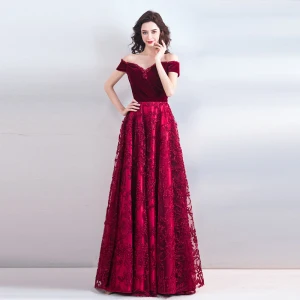 Chic Beautiful Burgundy Floor Length Long Evening Dresses 2018 A Line Princess Strapless Charmeuse Backless Beading Rhinestone Evening Party Formal Dresses