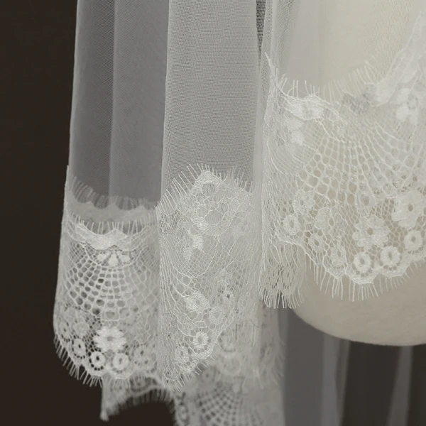 Unique Ivoire Tulle En Dentelle 2 m Chapel Train Appliques Voile De Mariée 2018
