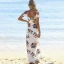 Bohemia Beach White Floor-Length / Long Maxi Dresses 2018 A-Line / Princess Chiffon V-Neck Backless Strappy Printing Summer Short Sleeve Womens Clothing
