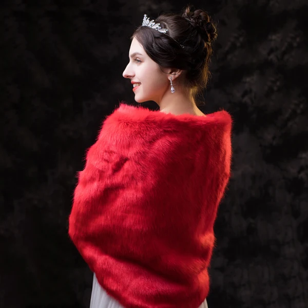 Classique Élégant Rouge châle 2020 Hiver Polyester Carrés épaules Mariage Soirée Promo Châles Accessorize