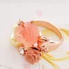 Luxury / Gorgeous Pearl Pink Beading Pearl Rhinestone Flower Ring Metal Evening Party Rings 2019 Accessories