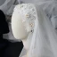 Vintage / Retro White Wedding Lace Tulle Beading Pearl Short Wedding Veils 2019