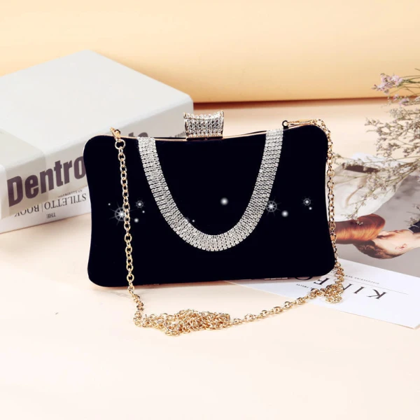 Chic / Beautiful Red Clutch Bags Beading Rhinestone Velour Cocktail Party Evening Party Accessories 2019