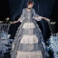 Vintage / Retro Medieval Sky Blue Ball Gown Prom Dresses 2021 1/2 Sleeves Square Neckline Floor-Length / Long Crossed Straps Handmade  Beading Pearl Tassel Printing Cosplay Prom Formal Dresses