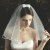 Eenvoudige Korte Ivoor Bruidssluier 2020 1 m Tule Huwelijk