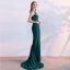 Classic 2017 Clover Green Evening Dresses  Spaghetti Straps Striped Backless Trumpet / Mermaid Party Dresses