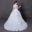 Sexy Pierced Wedding Dresses 2017 A-Line / Princess Scoop Neck Sleeveless Appliques Lace White Ruffle Tulle Court Train