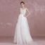 Chic / Belle Ivoire Robe De Mariée 2017 Princesse Encolure Dégagée Sans Manches Percé Dentelle Volants Tulle Ceinture Longue