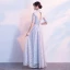 Chic / Belle Argenté Robe De Soirée 2017 Tulle Bretelles croisées Dos Nu Perlage Faux Diamant Col Haut Robe De Ceremonie