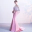 Chic / Beautiful Blushing Pink Evening Dresses  2017 Trumpet / Mermaid U-Neck Charmeuse Appliques Backless Evening Party Formal Dresses
