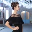 Black Tulle U-Neck Lace-up Evening Party Prom Shawls 2017