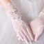 Luxury / Gorgeous White Wedding 2018 Lace-up Tulle Beading Bridal Gloves