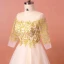 Classic Elegant Gold Plus Size Wedding Dresses 2018 A-Line / Princess Lace Tulle U-Neck Appliques Backless Wedding