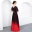 Chic / Belle Dégradé De Couleur Longue Robe De Soirée 2018 Princesse V-Cou Tulle Dos Nu Soirée Robe De Ceremonie