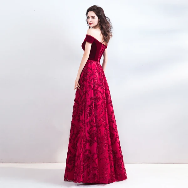 Chic / Beautiful Burgundy Floor-Length / Long Evening Dresses  2018 A-Line / Princess Strapless Charmeuse Backless Beading Rhinestone Evening Party Formal Dresses