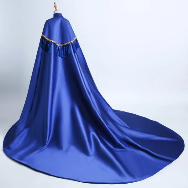 Chinese style Royal Blue Cathedral Train Evening Dresses 2018 Trumpet / Mermaid High Neck With Cloak Embroidered Charmeuse Evening Party Formal Dresses