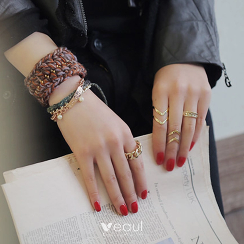 Moda Oro Fe Conjunto de anillos Rave Club 3 piezas Anillos 2019 Accesorios