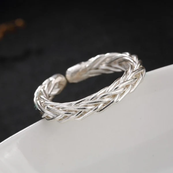 Enkla Silver Fläta Korsa Ringa Saterling Silver Kyrka Ringar 2019 Tillbehör