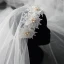 Vintage / Retro White Wedding Lace Tulle Beading Pearl Short Wedding Veils 2019