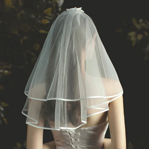 Modest / Simple Short Ivory Wedding Veils 2020 1 m Tulle Wedding